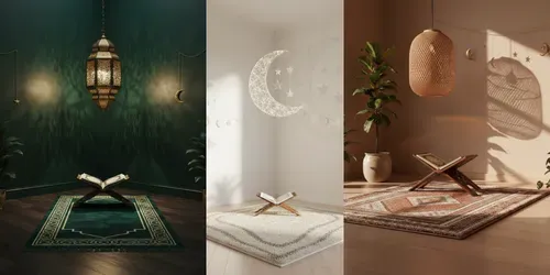 Modern Ramadan Prayer Spaces generated by gemini-image