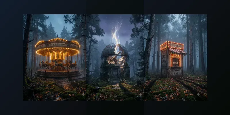 Cinematic Eerie Forest Prints generated by undefined