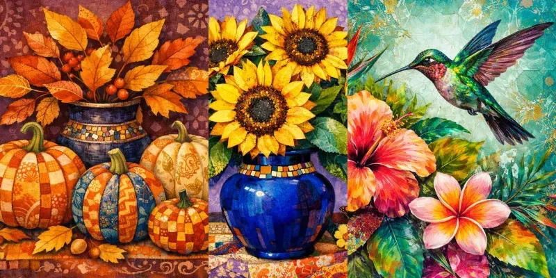 Textured Mosaic Floral Fantasies generated by undefined