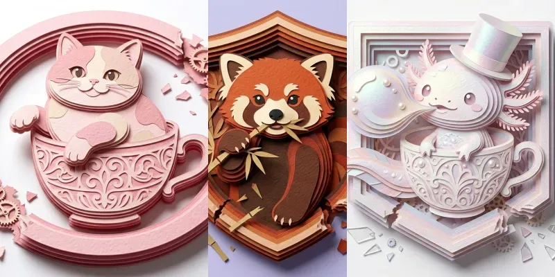 3D Popout Papercut Sticker Creators generated by undefined