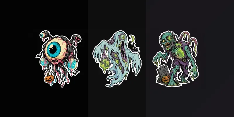 Toxic Retro Halloween Stickers