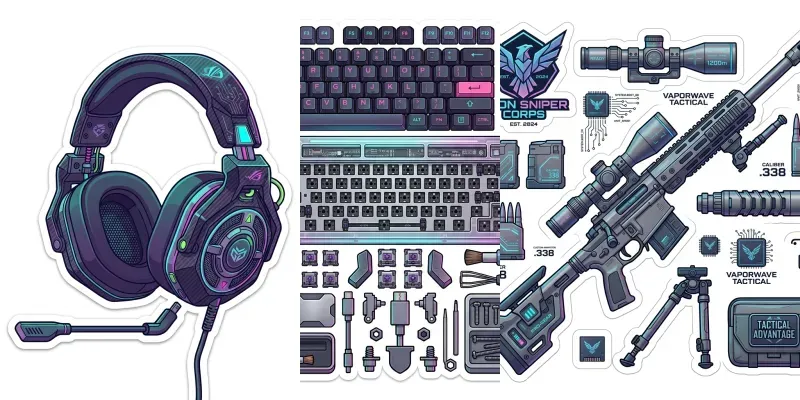 Vaporwave Esports Gear Vector Icons generated by undefined