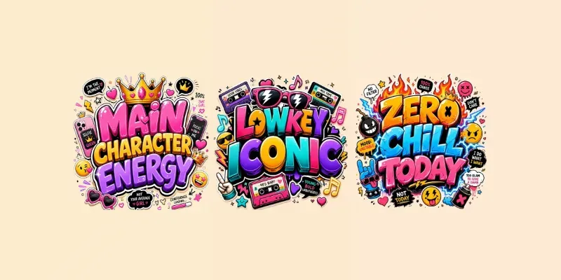 Gen Z Slang Cartoon Sticker Typography generated by undefined