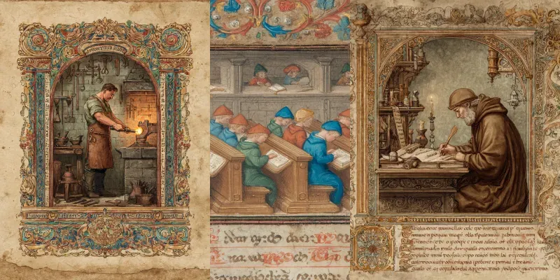 Medieval Manuscript Scene generated by undefined