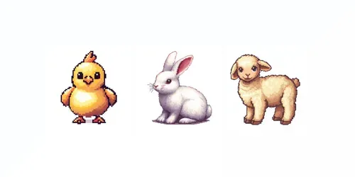 8bit Pixel Art Easter Cliparts generated by midjourney