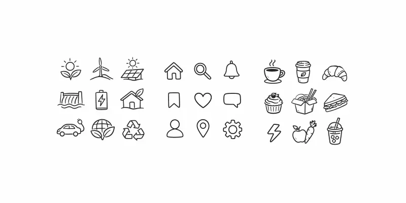 Minimalist Handdrawn Icon Systems generated by undefined