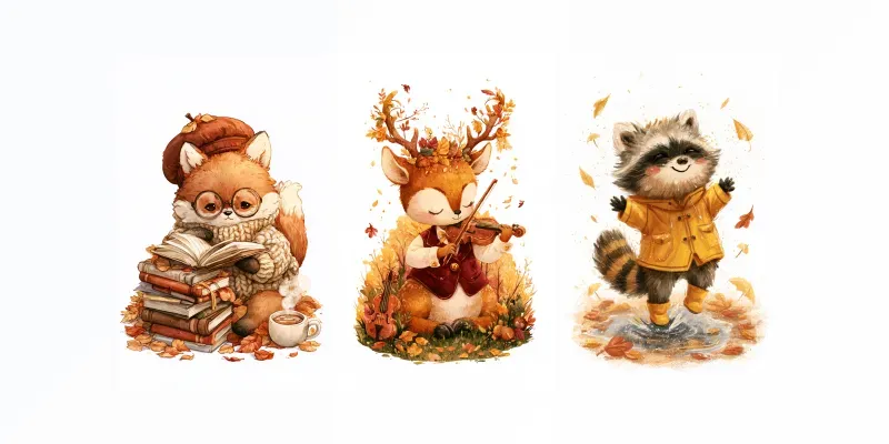 Cute Autumn Characters Art Generator