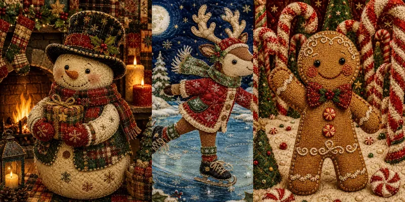 Cozy Patchwork Christmas Doll Art generated by undefined
