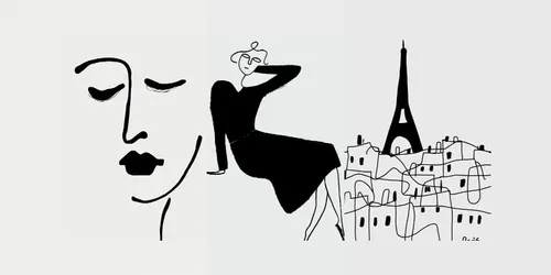 Black Ink Line Art Prints generated by midjourney