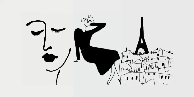 Black Ink Line Art Prints generated by undefined