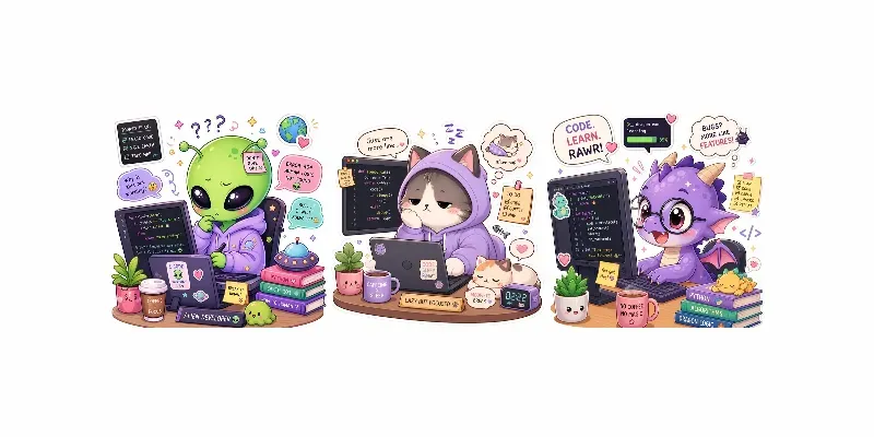 Kawaii Coding Characters generated by undefined