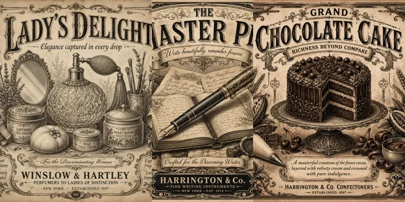 Classic Antique Vintage Ad Generator generated by undefined