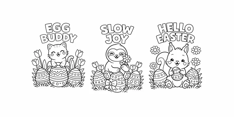 Easter Coloring Book Line Art generated by undefined