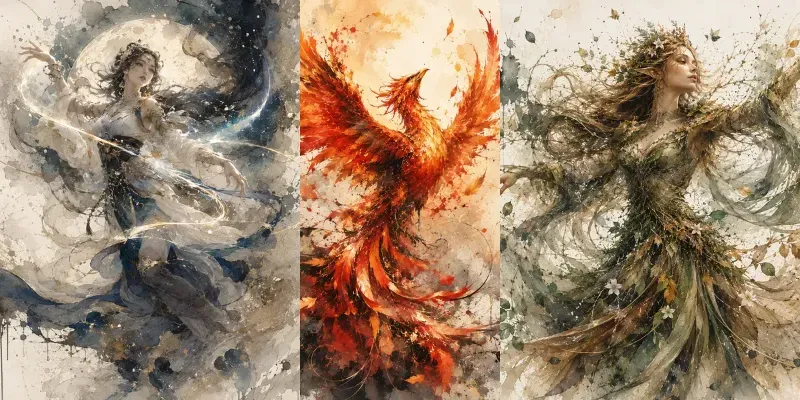 Ethereal Watercolor Inksplash Characters generated by undefined
