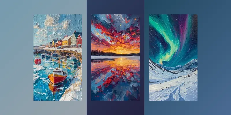 Vibrant Impasto Winter Oil Paintings generated by undefined