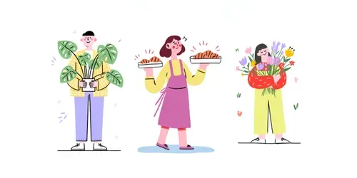 Quirky Editorial Risograph Characters generated by midjourney