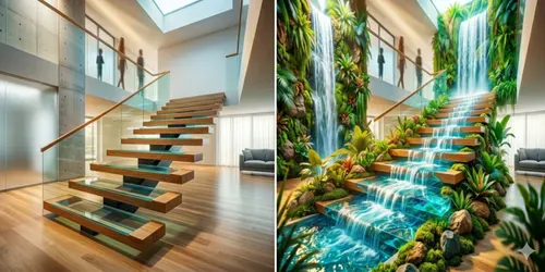 Viral Waterfall Staircase Video Magic generated by veo