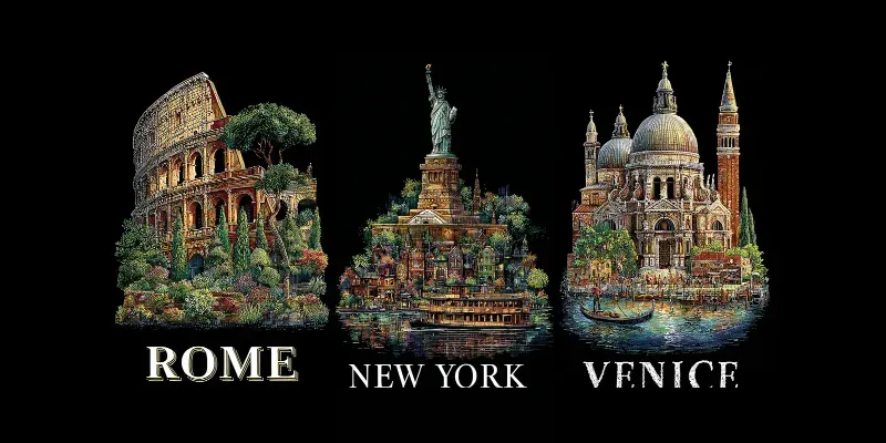 Illustrated Storybook City Posters generated by undefined