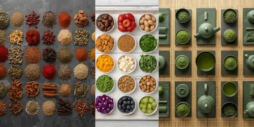 Food Knolling Grid Photography generated by leonardo