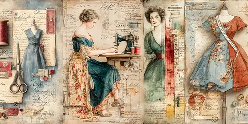Vintage Couture Junk Journal Ephemera generated by midjourney