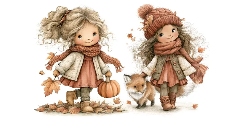 Cute Autumn Girl Tshirt Cliparts generated by undefined