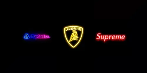 Brand Logo Neon Illuminated Stickers generated by midjourney