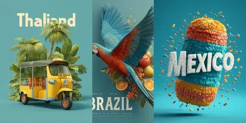 Funky 3D Ad Designs generated by midjourney