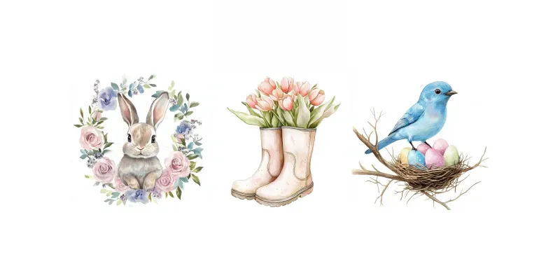 Whimsical Easter Watercolor Clip Arts