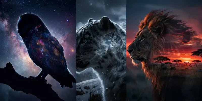 Surreal Double Exposure Wildlife Art generated by undefined