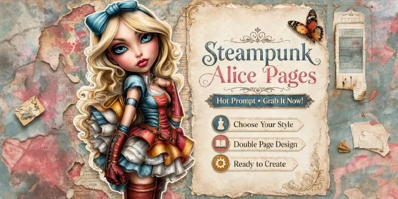 Alice In Steampunk World Double Pages generated by undefined