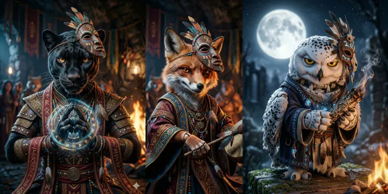 Mystical Shaman Animal 3D Portraits generated by undefined
