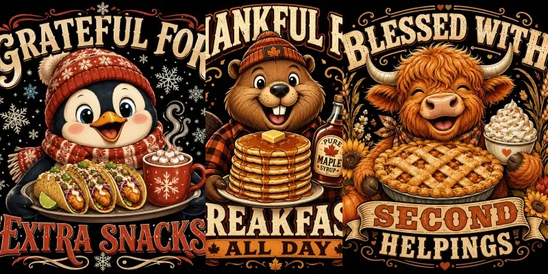 Thankful Animal Humor Tshirt Collections generated by undefined