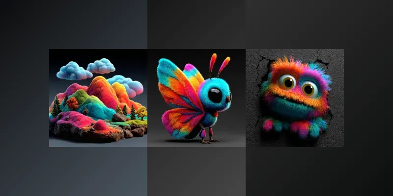 3D Render Fuzzy Glossy Collectibles