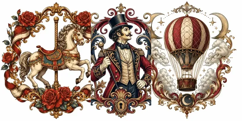 Vintage Circus Emblem Print Designs generated by undefined