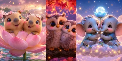 Dreamy Kawaii Animal Love Scene Art 3D generated by chatgpt-image