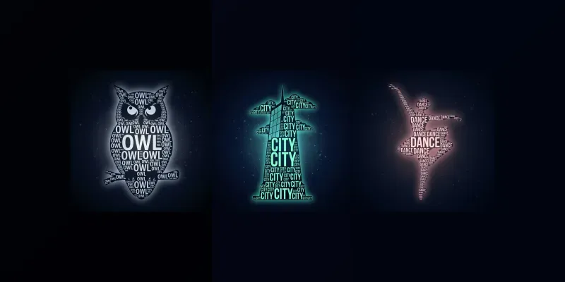 Glowing Word Silhouette Art generated by undefined