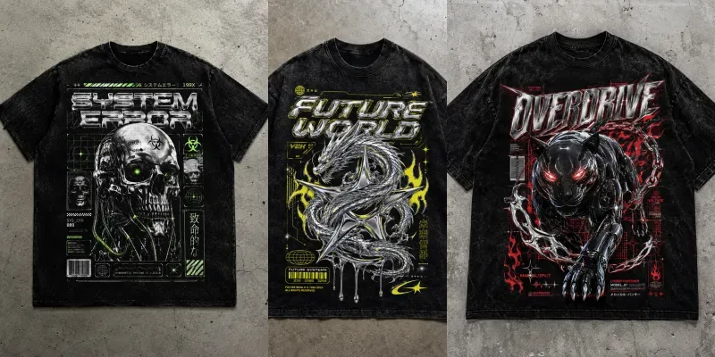 Y2k Cyberpunk Streetwear Tshirt Prints generated by undefined