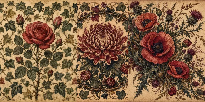 Vintage Botanical Engraving Flowers generated by undefined