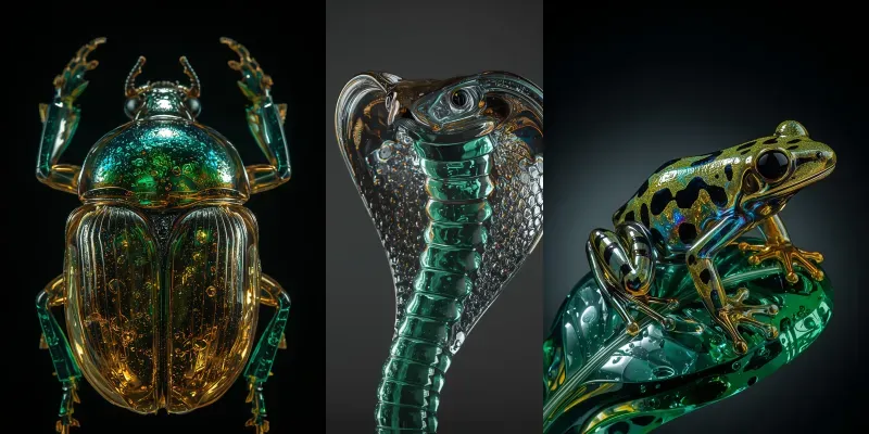 3D Iridescent Art Nouveau Glass Renders generated by undefined