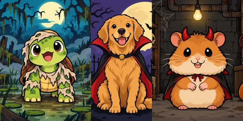 Spooky Pet Portrait Cliparts
