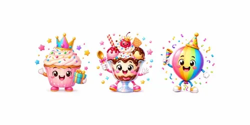 Cute Birthday Party Mascot Kits generated by chatgpt-image