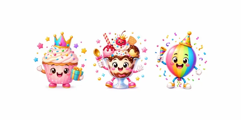 Cute Birthday Party Mascot Kits generated by undefined