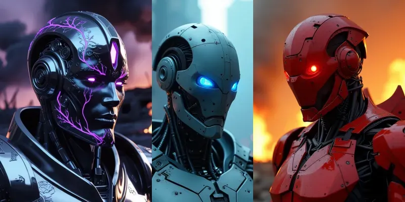 Cinematic Warrior Robot Heads 5d generated by undefined
