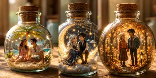 Terrarium Romantic Couple Glass Jar Art generated by chatgpt-image