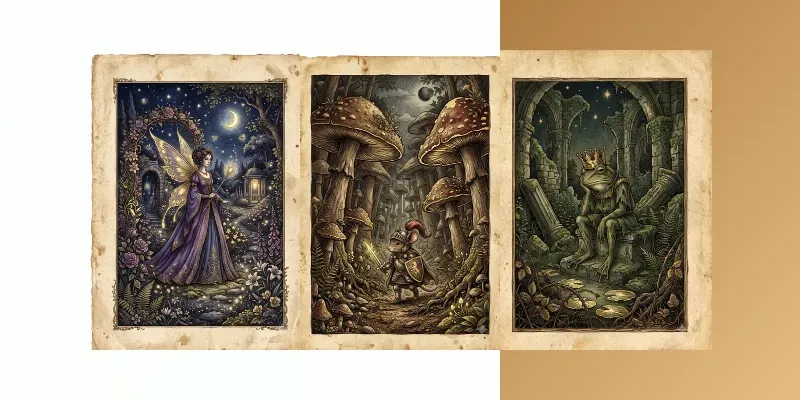Vintage Gold Foil Storybook Art generated by undefined
