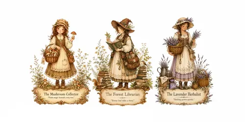 Vintage Cottage Character Cards generated by chatgpt-image