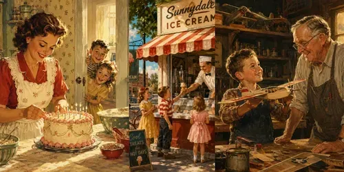 Vintage Americana Storybook Scenes generated by chatgpt-image