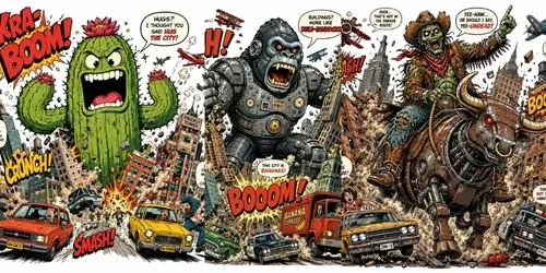 Retro Comic Monster Kits generated by chatgpt-image