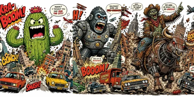 Retro Comic Monster Kits generated by undefined