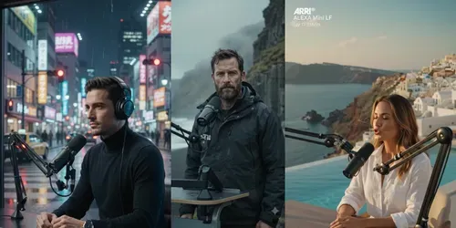 Viral Cinematic Podcast Travel Clips generated by veo